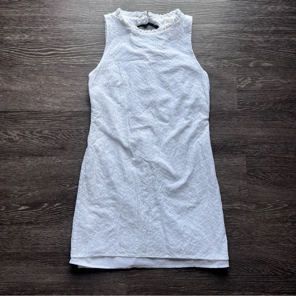 Sail to Sable Ivory Eyelet Sleeveless  White Dress 100% COTTON